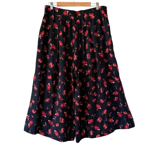 ANTHROPOLOGIE Maeve Floral Printed Wide Leg High Rise A-Line Culottes Size L NEW - Picture 3 of 9